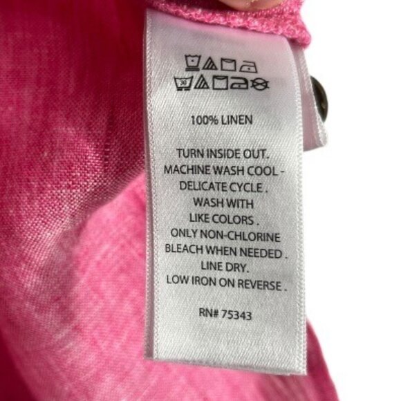 Sigrid Olsen Pink Linen Roll Tab Sleeve Beachy Coastal Lagenlook Tunic Size 1X - Picture 12 of 14